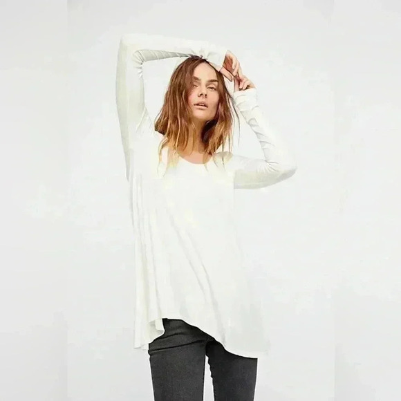 Free People Tops - FREE PEOPLE January Ribbed Tee Ivory NWT